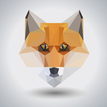 Abstract polygonal tirangle animal fox. Hipster animal illustration.