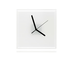 Modern clock isolated on white background. Mirror frame in clock template. ( Clipping paths )