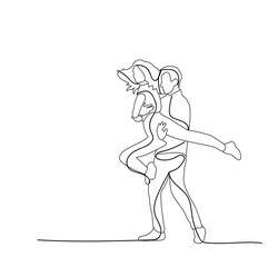 vector, isolated sketch people dancing