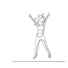 isolated sketch of a girl jumping