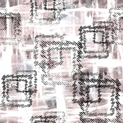 Seamless abstract pattern with watercolor effect on white background.