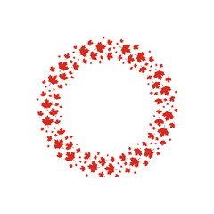 Vector red maple leaves wreath for  Canada day design.