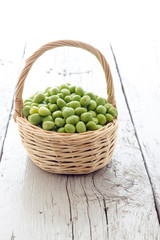 Bunch of biologic delicious green peas