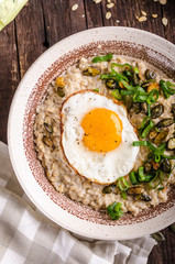 oatmeal salty with spring onion and egg