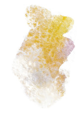 yellow watercolor stain. Isolated on white background texture, element for design.