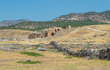 ruins of the amphitheater in the ancient city of Hierapolis