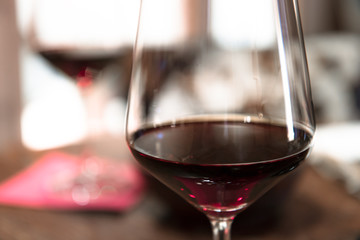 detail of red wine, glasses of alcoholic beverage
