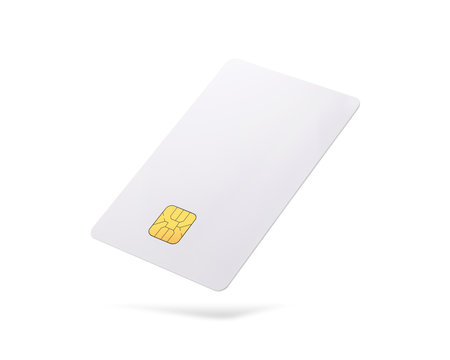 Clipping Paths Chip Card Isolated On White Background. Template Of Blank Credit Card For Your Design.