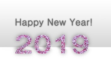 Happy new year 2019  text - calendar background. 2019 numbers isolated 