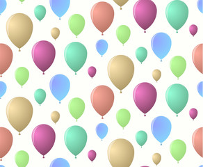 Rainbow holiday pattern of merry balloons flying skyward