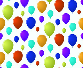 Rainbow holiday pattern of merry balloons flying skyward
