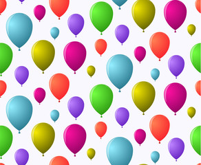 Rainbow holiday pattern of merry balloons flying skyward