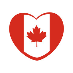 Obraz premium Heart shaped Canada flag. Vector illustration.