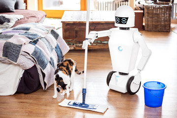 Haushaltsroboter wischt den Boden