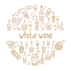 white wine hand drawn vector illustration