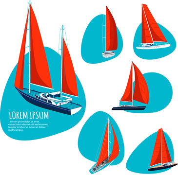 Yacht club stickers with sail boat