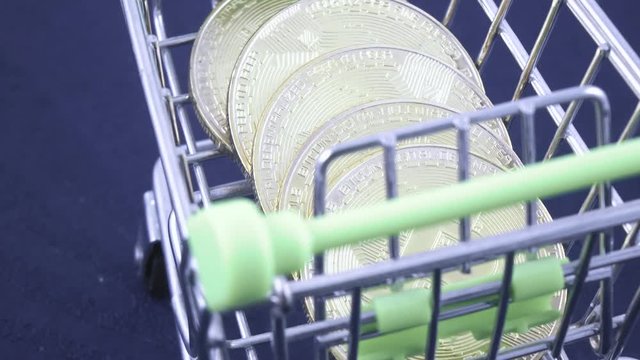 Metal basket with Bitcoins