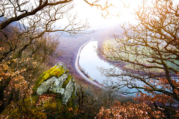 Saar river bend near Taben-Rodt on a cold day in winter
