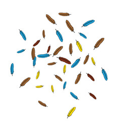 Colorful feathers. Prints of Colored feathers Design for Goods for Pets. Simple Pattern for Print, Logo or Poster. Vector Confetti Background.
