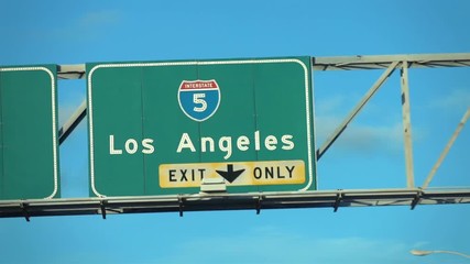 Professional video of Los Angeles Hollywood 5 fwy sign in slow motion 120fps