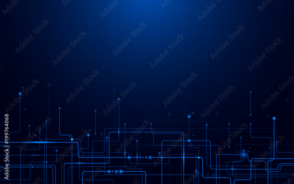 Poster abstract futuristic circuit board and hi-tech digital technology concept. dark blue background