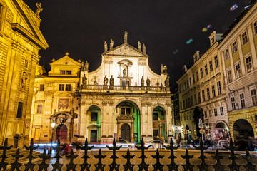 Fototapeta premium Saint Salvator church in Prague, Czech republic, night scene