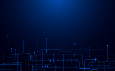 Abstract futuristic circuit board and Hi-tech digital technology concept. Dark blue background