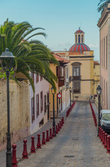 Old street in la Orotava, Tenerife, Canary Islands. Spain. small European southern city.