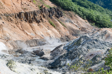 登別温泉 地獄谷の風景 / 北海道 登別温泉