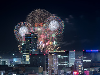 札幌の夜景と花火大会 / 北海道 札幌市の風景