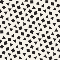 Seamless chaotic patterns. Randomly scattered geometric shapes. Abstract retro background design