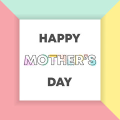 Happy Mothers Day geometric design. Typeface Hand drawn alphabet with geometric funny font.
