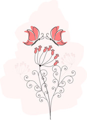 Rosa Schmetterlinge mit rosa Blüten