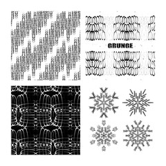Fototapeta premium A set of grunge drawings. Destroyed design elements. Vector circular pattern, black and white graphics. Ethnic style, Hipsters, Boho, rustic rug