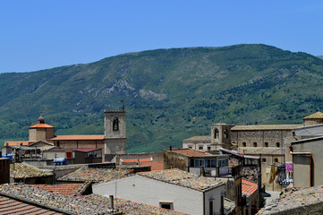 View of Palazzo Adriano with the Sicani Mountains in the Background, Palermo, Sicily, Italy