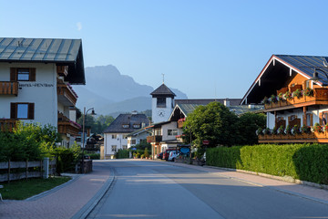 Typical alpine village street in Germany