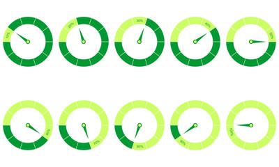 Set of circle percentage diagrams for infographics design elements.Vector graphic illustration.