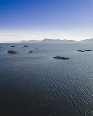 Henningsvaer village. Aerial view. Norway.