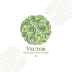 Vector organic emblem. Can be used for organic products, jewelry, beauty and fashion industry. Great for logo, invitation, flyer, menu, brochure, business card, banner, background or any desired idea