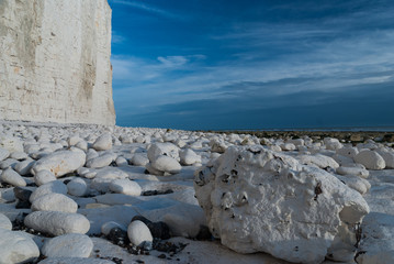 Chalk rock fall from cliff collapse Birling Gap East Sussex England