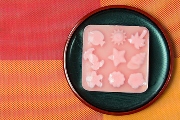 Colorful jelly dessert sweets served in plate
