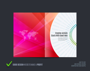Fototapeta premium Abstract brochure design, modern catalog, centerfold cover, flyer in A4 with colourful rays