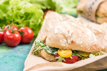 Healthy sandwich with fresh vegetables