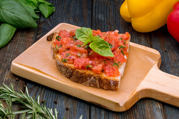 bruschetta with tomatoes and cheese