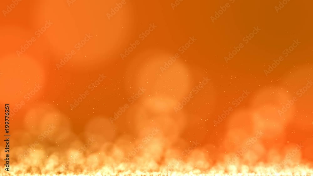 Poster animation ,motion abstract background with circle yellow and gold moving and flicker particles. back