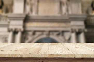 Woden desk and interior background