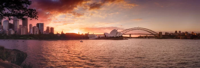 Photo sur Plexiglas Sydney Harbour Bridge Sydney Harbor sunset panorama