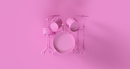 Pink Drum Kit 3d illustration