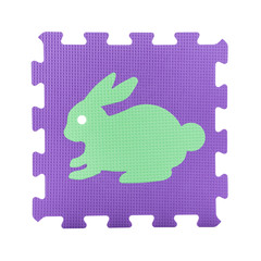 Colourful rabbit puzzle. Animal puzzle piece isolated on white background. Animal learning block for children education.