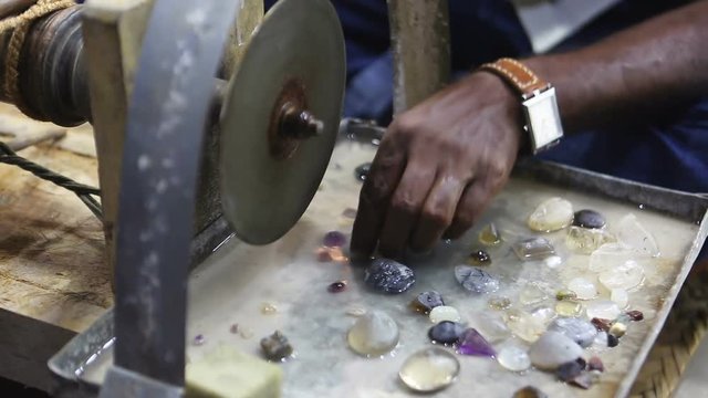 Sri Lankan Jeweler making an Oriental Jewelry in workshop. Handmade traditional jewel Manufacturing